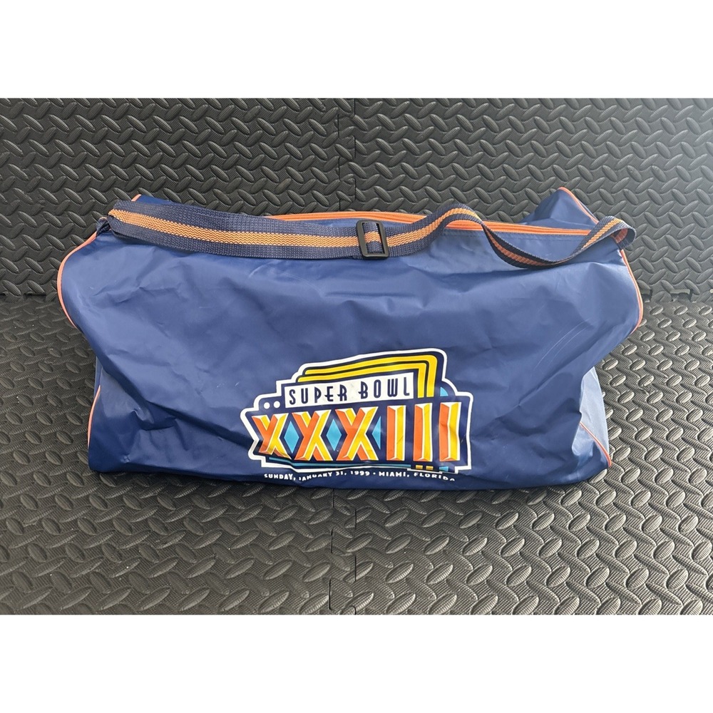 Miami 1999 NFL Super Bowl XXXlll Football Game Day Duffel Bag Blue and Orange
